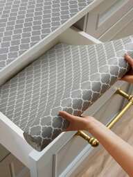 1 Rouleau de doublure d'étagère épaisse grise pour armoires de cuisine, doublure de tiroir non adhésive, doublure de placard antidérapante, doublure de réfrigérateur en EVA lavable, tapis de réfrigérateur facile à couper