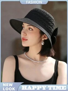 1 Máy Tính Nữ Mùa Hè Hat Đơn Giản & Phong Cách Lớn Vành Nơ Trang Trí Mũ Rơm, phụ Kiện Chống Nắng Đa Năng - Nhiều màu - Xem 18
