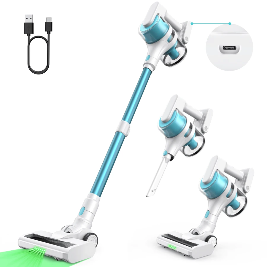 MOOSOO S6 Cordless Stick Vacuum Cleaner, Lightweight Vacuum Cleaner With 18kPa Suction, 2600mAh Battery, Type-C Charging,  For Hard Floor, Carpet, Pet Hair - US A Type Plug(110-127V) - View 1