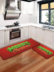 1 件超厚 1 厘米海绵毛绒圣诞厨房垫、抗疲劳浴室地毯、防滑吸水门垫 - 聖誕字母 - 查看 2