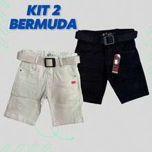 Children's Twill Bermuda Shorts Kit For Boys Black/Sand - màu đen - Xem 1