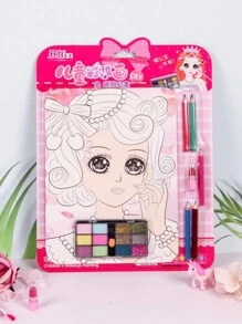 Girls Watercolor Painting Makeup Coloring Set, Random Colors - Multicolor - View 1
