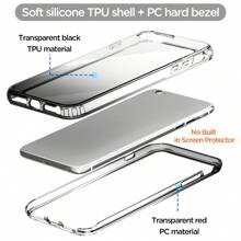 1Pc Transparent Gradient Protective Phone Case Shockproof Dual Layer Protection Clear Cover Compatiable With IPhone SE 3rd Gen/IPhone SE 2nd Gen/IPhone SE 2022/IPhone SE 2020/IPhone 8 Plus/IPhone 7 Plus/IPhone 8/IPhone 7/Pixel 8 Pro/Pixel 8 - 透明/黑色 - 查看 2