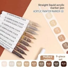 9 Stücke gerade Flüssig-Acryl Marker Stifte mit weichen Spitzen für Kunststudierende, geeignet für nicht-transparentes Graffiti und stapelbare Farben, verwendbar für DIY Malerei auf Holz, Keramik und Steinen
