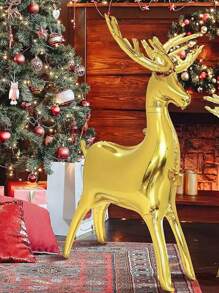 Dekoracja świąteczna 1 szt. Stojący balon łosia bożonarodzeniowego 1 duży 1 mały Złoty gradientowy kolor biały Nadaje się do dekoracji bożonarodzeniowych Dekoracje na imprezę bożonarodzeniową/Niektóre akcesoria, kolory, napisane słowa, wzory, kształty są losowe