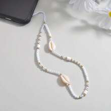 1 buc. Șnur de telefon decorativ cu scoici în stil boem, mărgele de lut și perle artificiale, cadouri pentru mamă, familie, prieteni, ziua de naștere, pandantiv de telefon de sărbători, lanț de telefon