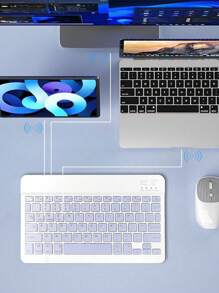 Teclado minúsculo inalámbrico Bluetooth silencioso de 10 pulgadas, compatible con teléfonos móviles, iPads y 3 sistemas