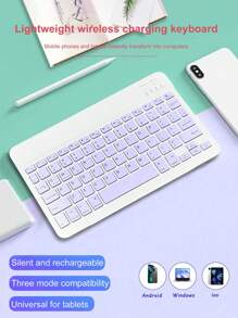 Teclado minúsculo inalámbrico Bluetooth silencioso de 10 pulgadas, compatible con teléfonos móviles, iPads y 3 sistemas