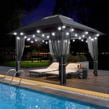 12'x12' Softtop Gazebo, Outdoor Pop Up Gazebo With Mosquito Netting, Party Tent & Shelter With Double Roofs For Gardens, Patios, Lawns