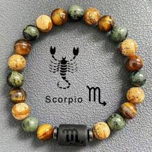 1 Stück Obsidian Armband mit Zwölf Tierkreiszeichen Perlen, Geschenk zum Vatertag, geeignet für Unisex Familie, Freunde - Schwarz - Übersicht 10