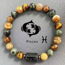 1 Stück Obsidian Armband mit Zwölf Tierkreiszeichen Perlen, Geschenk zum Vatertag, geeignet für Unisex Familie, Freunde - Schwarz - Übersicht 7