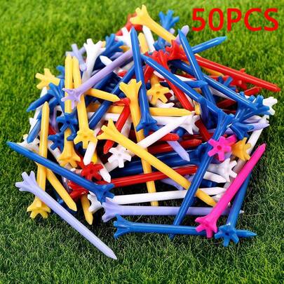 50Pcs Plastic Golf Tee Set - An Unbreakable Golf Tee With Golf Nails, Golf Seats, Ball Holders, And Five Claw Nails For Higher Durability And Reduced Friction