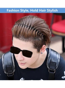 1/2 PCS Metal Hair Band For Men Headband Women Hair Bands Men Unisex Black Wavy Spring Outdoor Sports Headbands For Men's Hair Band Hoop Clips Women Accessories Simple Elastic Non Slip Head Band Headwear - Black - View 5