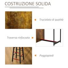 Set da Pranzo con Bancone da Bar e 2 Sgabelli Alti, Tavolo Alto con 3 Ripiani Laterali e Sgabelli con Poggiapiedi Stile Industriale, Marrone - colore granata - Visualizzare 6
