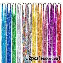 Hair Tinsel Kit, 12 Colors Tinsel Hair Extensions With Tools, Glitter Fairy Hair Sparkingly Hairpiece For Party Halloween Christmas New Year - Multicolor - View 2
