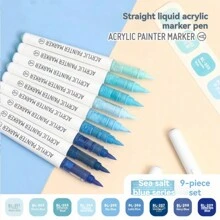 9 Stücke gerade Flüssig-Acryl Marker Stifte mit weichen Spitzen für Kunststudierende, geeignet für nicht-transparentes Graffiti und stapelbare Farben, verwendbar für DIY Malerei auf Holz, Keramik und Steinen