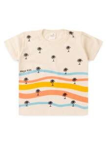 Men's Summer Children's Set Waves And Coconut Trees - Off - Blue and White - View 4