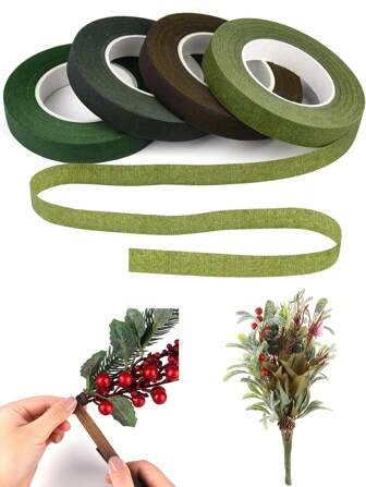 1/2" Wide Floral Tapes, Self-Adhesive Garden Tape For Bouquets, Stems, Pistils Wrap, Floral Shop Diy Handicrafts Supplies, Wedding Decoration And Packaging, Floral Crafts Supply,Wedding Bouquet,Dark Green,Light Green,Grass Green,Dark Brown,Christmas Decorations, Halloween Decorations,Home, Office, And Garden Decorations,Festival