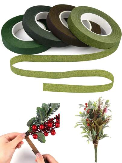 1/2" Wide Floral Tapes, Self-Adhesive Garden Tape For Bouquets, Stems, Pistils Wrap, Floral Shop Diy Handicrafts Supplies, Wedding Decoration And Packaging, Floral Crafts Supply,Wedding Bouquet,Dark Green,Light Green,Grass Green,Dark Brown,Christmas Decorations, Halloween Decorations,Home, Office, And Garden Decorations,Festival
