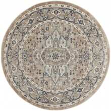 5' X 5' Beige And Grey Round Oriental Power Loom Non Skid Area Rug - Nhiều màu - Xem 2