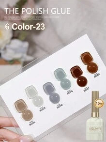 XEIJAYI 6 件 15ML 凝胶指甲油入门套装 6 种颜色 黑色 白色 粉色 绿色 可浸泡 无需擦拭 指甲油套装 适合所有季节