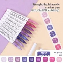 9 Stücke gerade Flüssig-Acryl Marker Stifte mit weichen Spitzen für Kunststudierende, geeignet für nicht-transparentes Graffiti und stapelbare Farben, verwendbar für DIY Malerei auf Holz, Keramik und Steinen