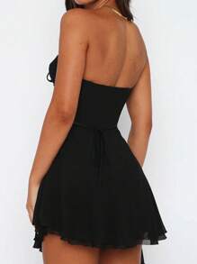 Women Plain Simple Daily A-Line Camisole Dress - Black - View 2