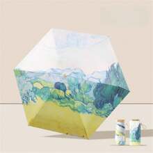 Mini UV Protection Umbrella, 6 Ribs, Gold-Coated Fabric, Lightweight, Compact Pocket Umbrella, Gift Umbrella For Ladies Boy Valentine Heart Valentine Summer Cooling,Beach,Travel