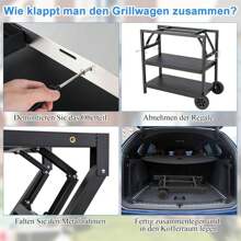Grill Table, 3-Tier Mobile Dining Table Cart With Adjustable Shelf, Cell Phone Holder, Spice Rack, Towel Rack, Garage Shelf, Bag Holder & Hooks, Dining Table Work Table For BBQ Grill - Black - View 5