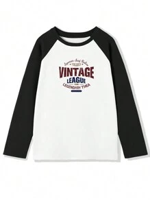 女士休闲百搭日文文字图形印花宽松圆领长袖 T 恤，春夏 - 白色 - 查看 3