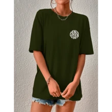 Basic T-Shirt Jesus Loves You Various Colors Women's And Men's Blouse Long Line T-Shirt Streetwear - màu xanh lá - Xem 5