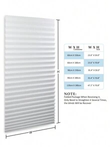 1pc Solid Color No Tools Pleated Fabric Shades With Two Clips Light Filtering Paper Pleated Blinds With Adhesive No Drilling Self Adhesive Blinds Easy To Cut And Install,  Easy Pleated Curtain For Bedroom Living Room Office Bathroom