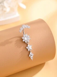 1 pieza Arete de ombligo de acero inoxidable de 3 niveles con 18 piezas de circonita cúbica, nuevo diseño de media luna, 5 piezas de diamantes, joyería clásica de perforación del ombligo para uso diario