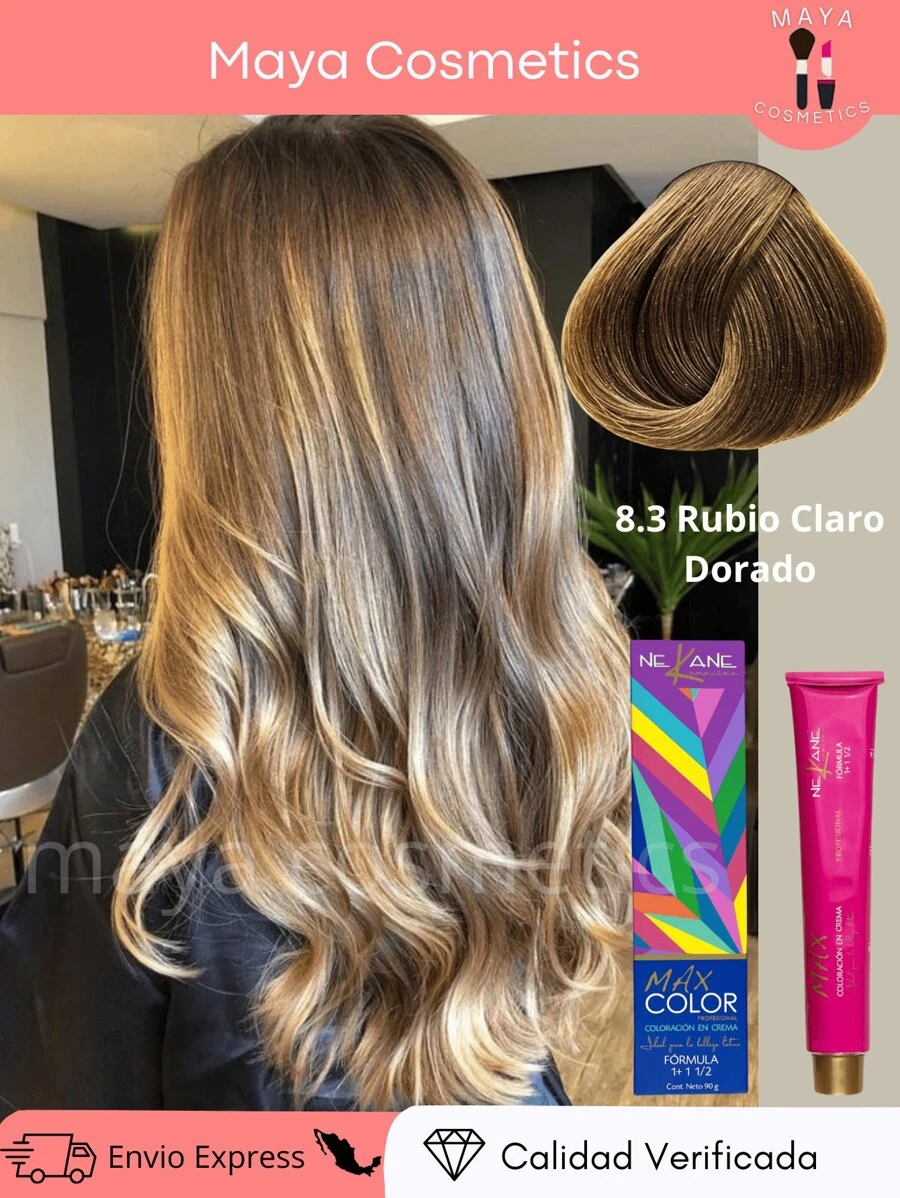 NEKANE Professional Permanent Cream Hair Color, Excellent For Gray Coverage, 90g Tube + 20 Vol. Peroxide. Halloween - 8.3 Light Blonde Golden - View 1