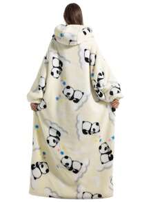 可穿戴毛毯连帽毛绒 - 加大码法兰绒蓬松睡袍、羊毛毯柔软保暖休闲微弹睡袍、男女通用大口袋舒适运动衫、冬季舒适毛毯、温暖礼物、圣诞礼物、新年礼物 - 彩色 - 查看 7