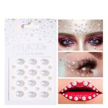 TOEDO 1pc Pearl Crystal Rhinestone Sticker, Holiday Face Decoration Sticker, DIY Face Decoration Rhinestone Sticker, Suitable For Clothing, Party And Dance - Multicolor - View 6