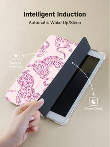 猎豹印花 Apple Cheetah 粉红豹纹保护壳，兼容 iPad 10.2 英寸 2021/2020 iPad 第 9/8 代，兼容三星 Galaxy Tab A8 10.5 英寸 2022，/ Tab 带笔架，支持自动睡眠/唤醒盖 - 彩色 - 查看 6