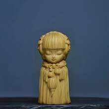 1pc Handmade Wooden Carved Chinese Four Beauties Figurine, Natural Solid Wood Sculpture, Elegant Desktop Decor, Creative Home Accents, Wonderful Gift - Multicolor - View 7