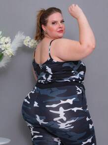 Women's High Waist Camouflage Pants Plus Size Large Size Up To 60 Skinny Jogger Style G1, G2, G3 And G4 - 淺灰色 - 查看 3