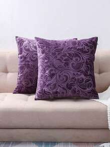 1 件重磅天鹅绒压花抱枕套，经典花卉浮雕天鹅绒面料，欧式枕套，欧式抱枕套，室内/室外 - （18 英寸 X 18 英寸），红色） - 紅色 - 查看 1