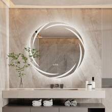 Modern Round LED Bathroom Mirror Illuminate Flame Brightness Adjustment Anti Fog - UK Plug(220-240V) - View 6