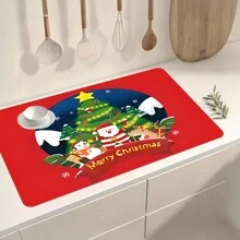 1 Tấm Thảm Thoát Nước Máy Pha Cà Phê Phong Cách Giáng Sinh, Thảm Trải Bàn Họa Tiết Hình Ông Già Noel Và Nai Sừng Tấm Hoạt Hình, Thảm Rửa Và Sấy Rửa Bát Chống Trượt Và Chống Mài Mòn, Thảm Thú Cưng, Trang Trí Nhà Bếp Giáng Sinh Vui Vẻ ﻿ - Nhiều màu - Xem 21
