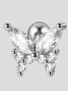 1PC Stainless Steel Cz Butterfly Ear Tragus Cartilage Turquoise Butterfly Lobe Helix Daith Earrings Piercing Body Jewelry - As Shown - View 10