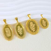 18k Gold Plated Vintage Arabic Style Pendant Necklace, Oval Shape, Bridal Wedding Party Jewelry Gift For Women - Pendant - View 13