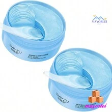 Parches para Contorno de Ojos Hialuronico Acido - Parches para Antiarrugas de Ojos, Hidrogel y Reafirmación, Mascarilla Hidratante para los Ojos, para Ojeras, Arrugas, Línea Fina (60 Pares) - Azul y blanco - Ver 1