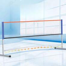 Soporte portátil de red de bádminton, red de bádminton ajustable y móvil para interiores/exteriores, Set familiar - Azul - Ver 3