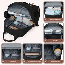 Maelstrom Diaper Bag Backpack,Baby Bag,29 L Expandable Diaper Backpack For Mom Dad,Baby Bag With Changing Pad - màu đen - Xem 4