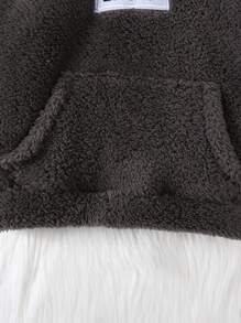 Áo nỉ ấm áp có mũ trùm đầu bằng lông cừu hai mặt màu xám cho bé trai - Xám - Xem 6