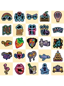 50pcs Vibrant Neon Heart-Shaped Flamingo Decal Stickers - Sticker Pack - Cute Cartoon Designs, Waterproof Vinyl Stickers Decals For Laptops, Water Bottles & Luggage - Reusable, Mixed Colors, PP Material - Perfect For Motorcycle, Car, Skateboard, Trunk, Water Cup, And Graffiti Decoration - Color as Shown - View 4