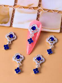 5 件闪亮四叶草密镶水晶流苏合金美甲饰品 - 彩色 - 查看 13